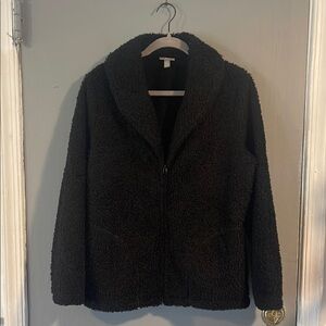 J Jill Boucle Teddy‎ Jacket Black Size M